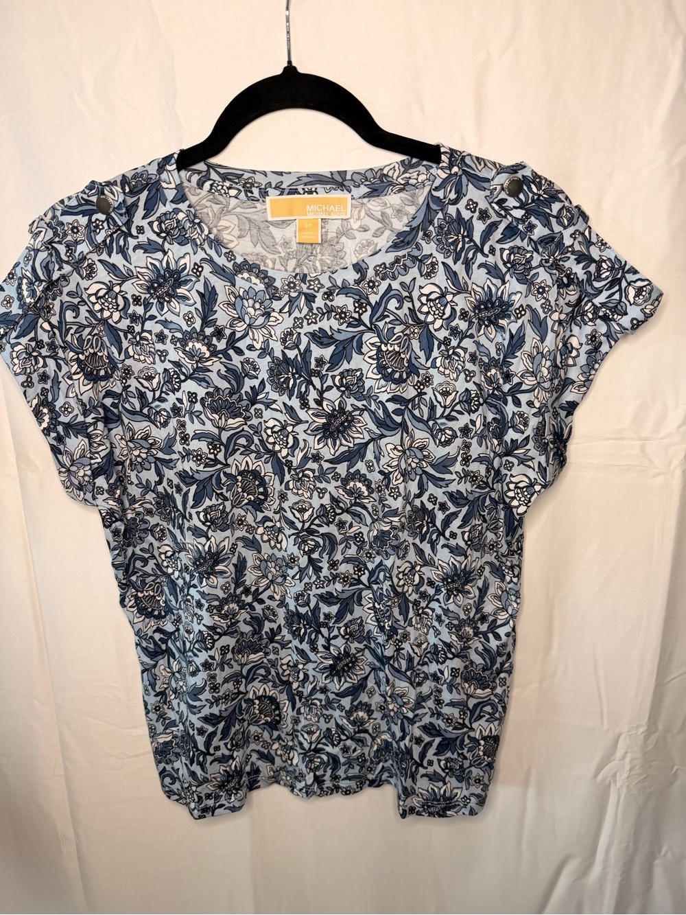 Michael Kors Light Blue Floral Short Sleeve Tee